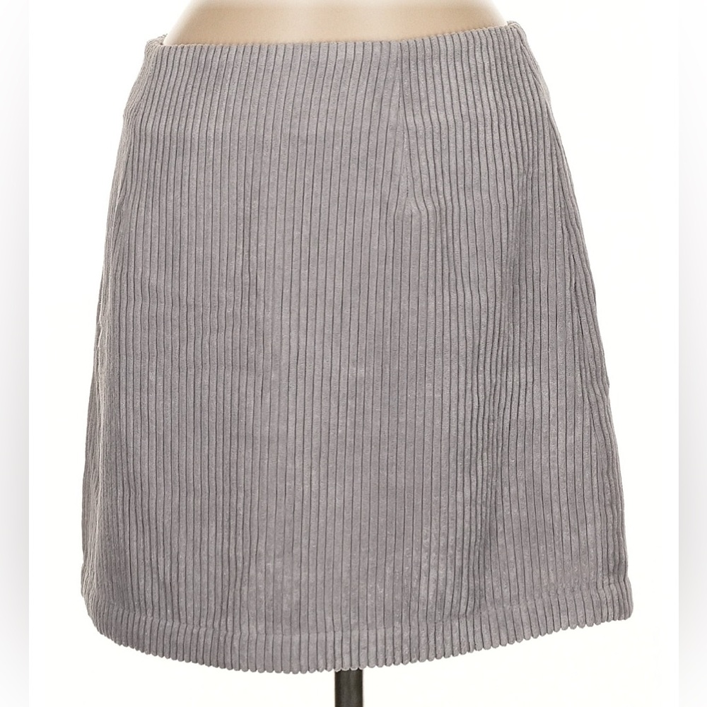NWT Lulus High Class Light Gray Corduroy Mini Skirt Size Medium - Picture 4 of 6